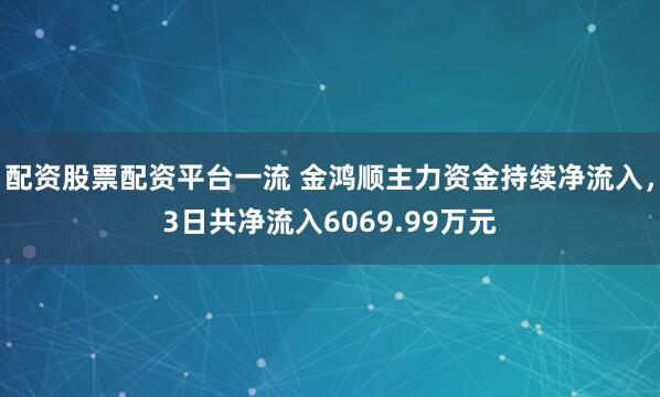 配资股票配资平台一流 金鸿顺主力资金持续净流入，3日共净流入6069.99万元